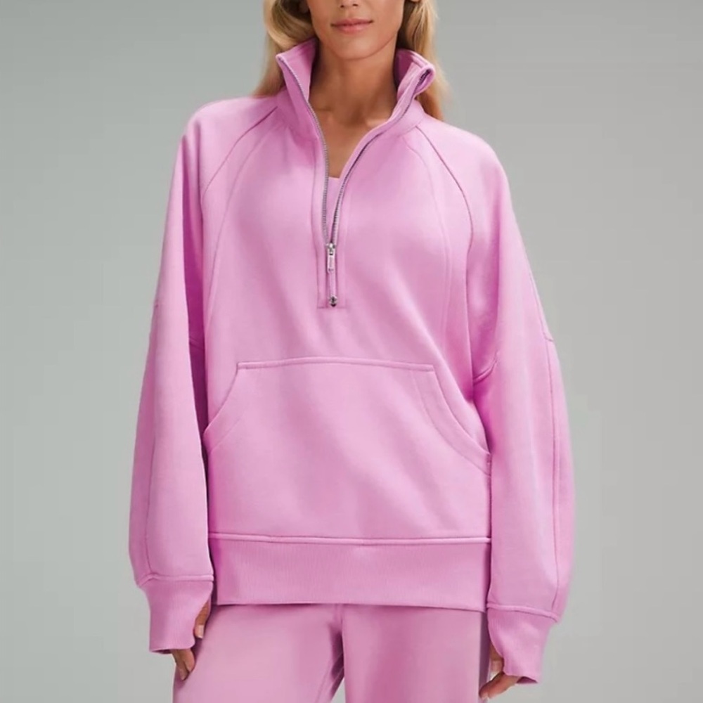 Lululemon Scuba Oversized Funnel Neck Long Half Zip Dahlia Mauve M/L NWT